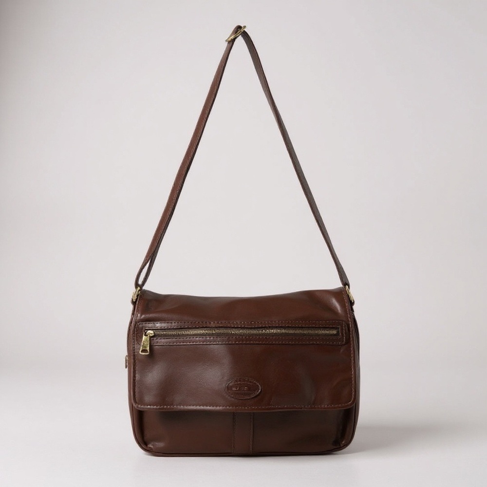 📬 FOSSIL Brown Leather Messenger Bag 📎👔 Crossbody Work Satchel